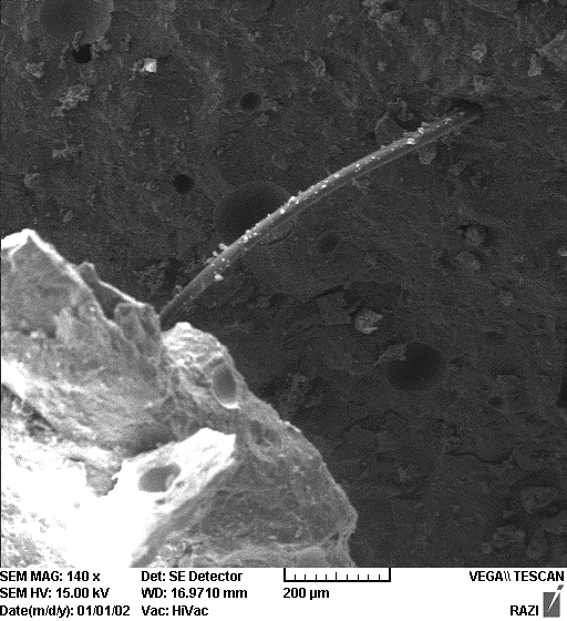 نمایش الیاف پلی پروپیلن در نقطه شکست